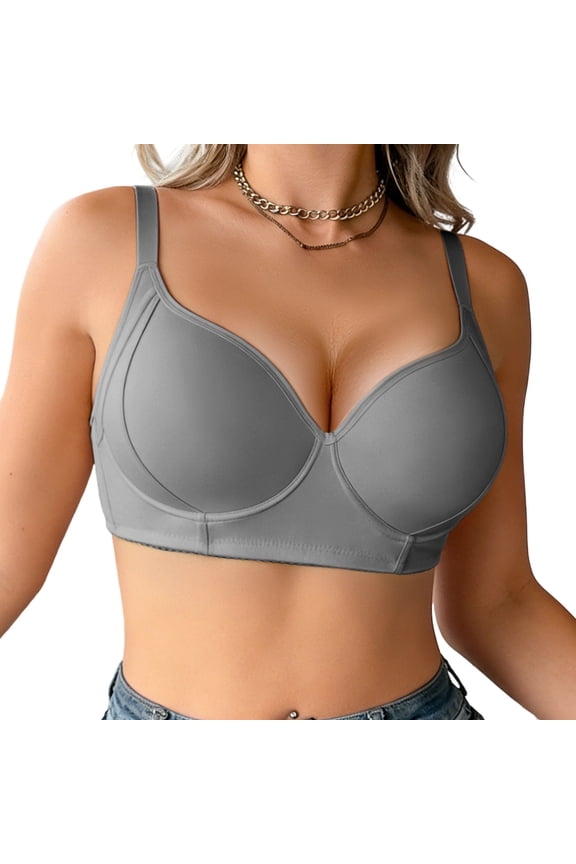 MOJOGO Women's Bra Wide Strap Lift Up Underwire Full Coverage Side Smoothing Bralettes for Daily Wear 85D