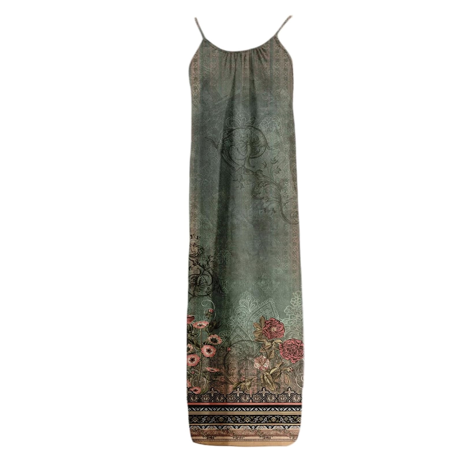 MOJOGO Women's Casual Maxi Dress Summer Back Tie Shift Dresses ...