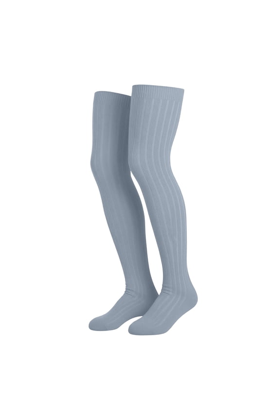 MOJOGO Women's Casual Thigh High Socks Ribbed Cotton Socks Breathable Sock for Spring Summer Free Size