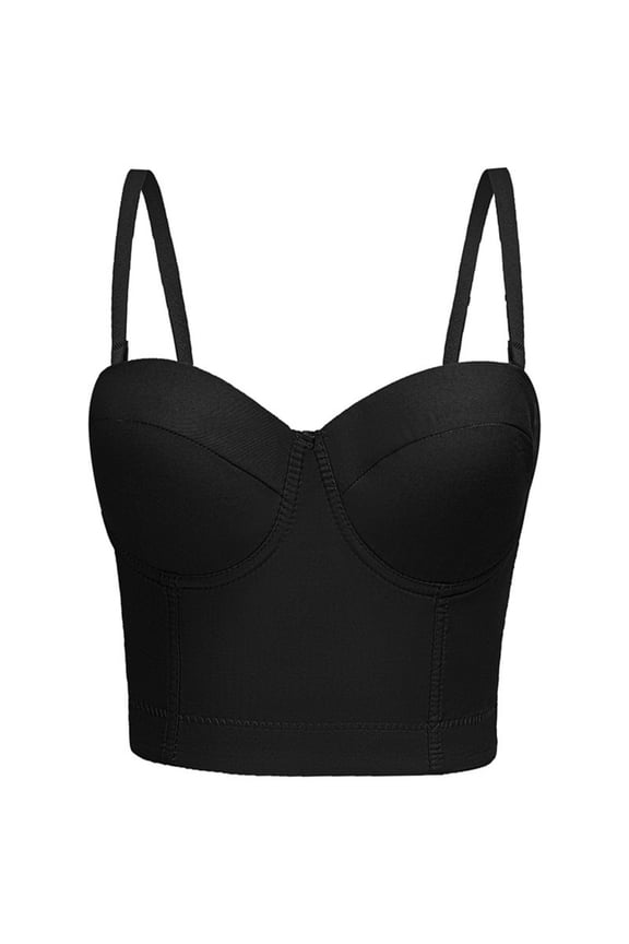 MOJOGO Women's Crop Corset Push Up Underwire Bra Spring Summer Party Club Layerlook Bra with Adjustable Strap 38