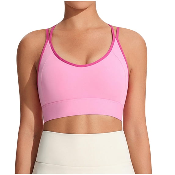 MOJOGO Women's Cross Back Sports Bra Wireless Double Straps Bralettes with Back Closure Medium Support Yoga Running Bra XL