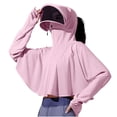 thumbnail image 1 of MOJOGO Women's Hooded Rush Guard Jackets Cooling Fabric Tops with Face Shield Loose Batwing Sleeve Sun Protection Jackets for Outdoor Driving Cycling Pink Free Size, 1 of 7