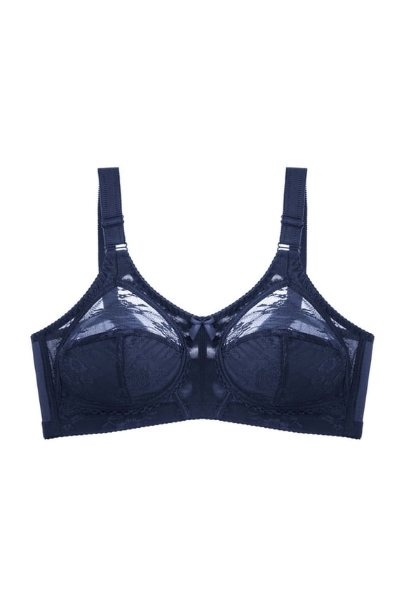 MOJOGO Women's Lace Breathable Bra Comfortable Wirefree Bralette Cute Bow Bra for Everyday Wear S