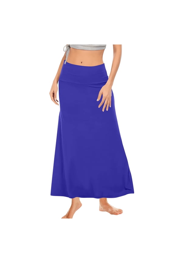 MOJOGO Women's Longewear Shirts Casual High Waist A Line Skirts Classic Maxi Skorts for Everyday Wear Gray S