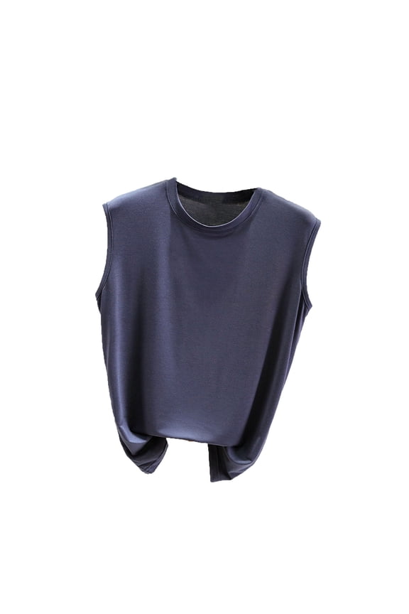 MOJOGO Women's Loose Tank Tops Lightweight Crewneck Cami Tops Summer Sleeveless Modal Tops Navy M
