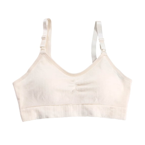 MOJOGO Women's Maternity Bra Open Front Breastfeeding Nursing Bras Ribbed Comfort Sleep Bra with Support L
