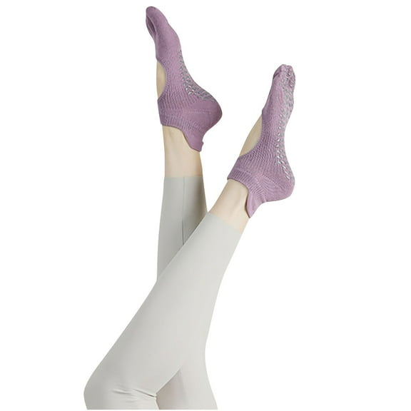 MOJOGO Women's No Show Socks Pilates Socks Lightweight Breathable Anti Slip Low Cut Athletic Socks with Heel Tab Purple Free Size