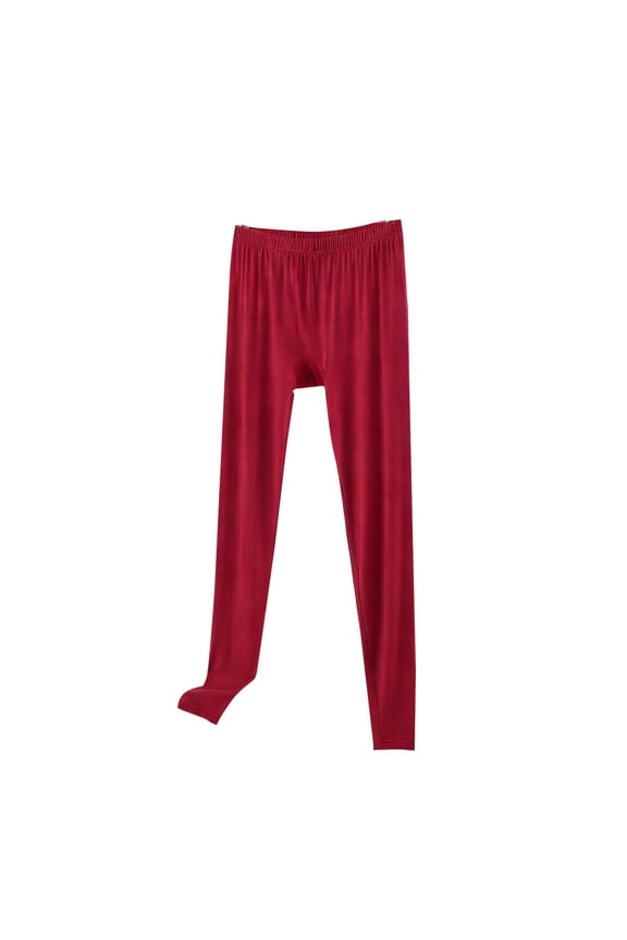 MOJOGO Women's Pajamas Pants High Waisted Elastic Leggings Comfy Long Homewear Pants for All Season Wine XL