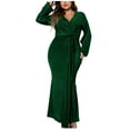 thumbnail image 1 of MOJOGO Women's Plus Size Dresses Shiny Long Sleeve V Neck Dress Bodycon Formal Party Evening Dress Olive Green 3XL, 1 of 7