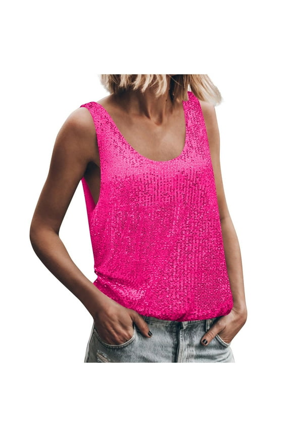 MOJOGO Women's Quick Dry Undershirts Summer Workout Tank Top Breathable Sleeveless Gym Fitness Tees Hot Pink M