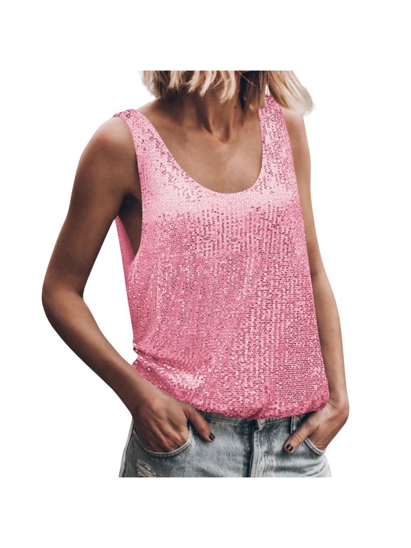 MOJOGO Women's Quick Dry Undershirts Summer Workout Tank Top Breathable Sleeveless Gym Fitness Tees Pink L
