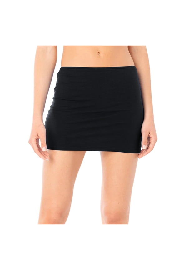MOJOGO Women's Summer Skirt Solid High Waist Mini Skorts Stretchy Bodycon Skirts for Tennis Running Golf Black L