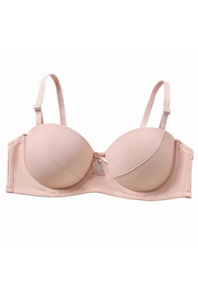 MOJOGO Women's Underwire Bra Side Smooth Seamless Push Up Bras Bow Decro Adjustable Straps Full Coverage Anti Sagging Bralette 36C