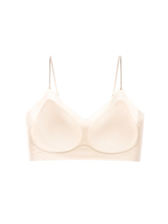 Women's Wireless Bra Thin Strap Seamless Bras V Neck Side Smoothing Everyday Wear Bralette M