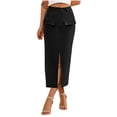 thumbnail image 1 of MOJOGO Women's Work Skirt High Waisted Midi Skirt Spring Summer Side Split Bodycon Skorts Elegant Office Skirts Black 2XL, 1 of 9