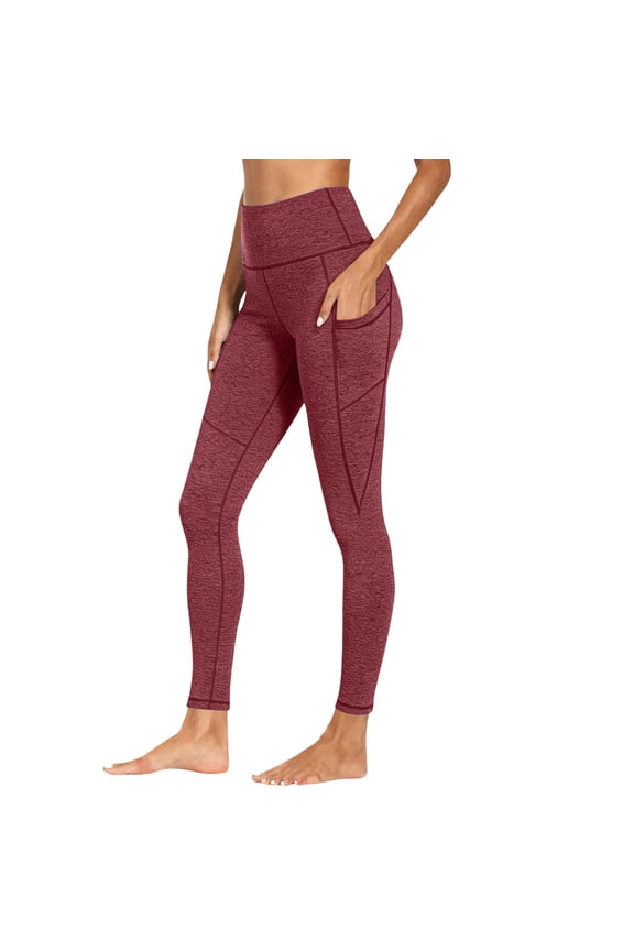 MOJOGO Women's Yoga Leggings Stretchy High Waisted Pants with Pockets Quick-Dry Moisture Wicking Leggings for Fitness Running Pilates M