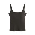 thumbnail image 1 of MOJOGO Womens Casual Tank Tops Ribbed Square Neck Undershirts Summer Breathable Base Layer Sliming Camisole Top Coffee L, 1 of 2