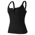 thumbnail image 1 of MOJOGO Womens Lace Undershirts Quarter Buttons Tank Tops Solid All Day Wear Camisole Comfortable Slimming Basic Tops Black 2XL, 1 of 9