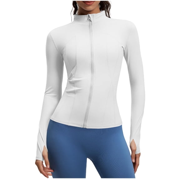 MOJOGO Womens Training Tops Yoga Fitness PerformanceJacket Lightweight Sports Jacket with Full Zip Summer Soft Workout Outerwear M