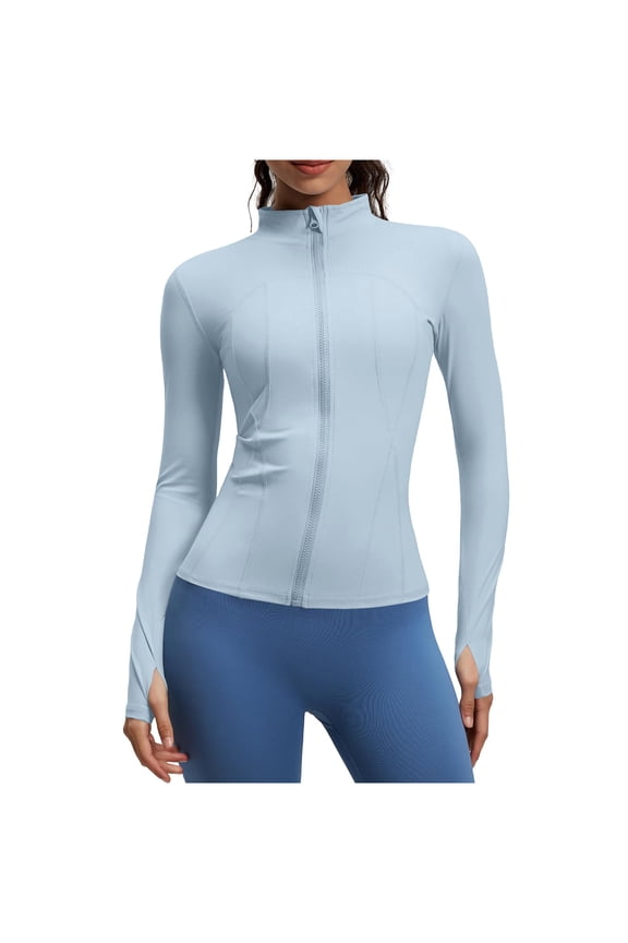 MOJOGO Womens Training Tops Yoga Fitness PerformanceJacket Lightweight Sports Jacket with Full Zip Summer Soft Workout