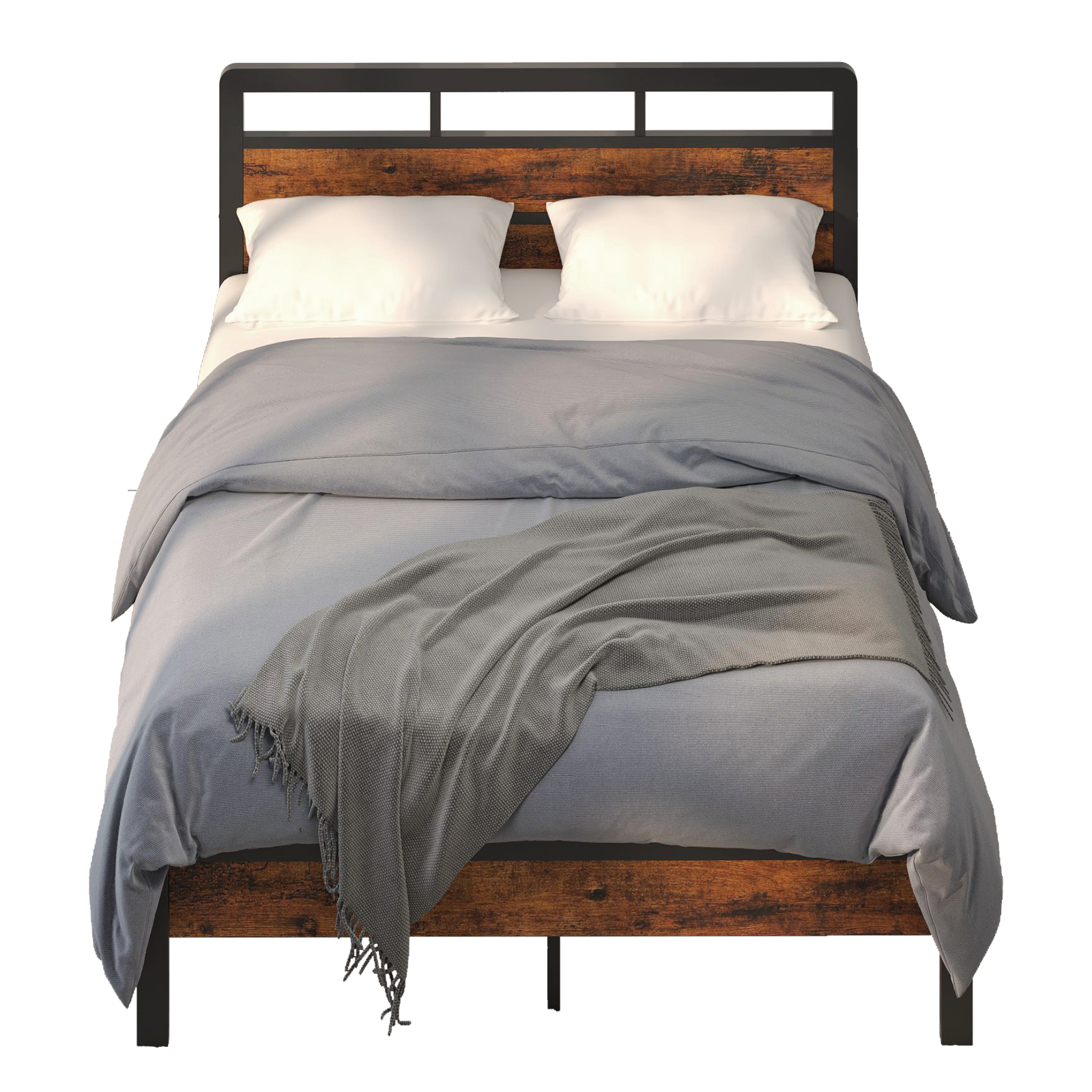 Moka Queen Bed Frame Mattress Foundation Metal Platform with Headboard