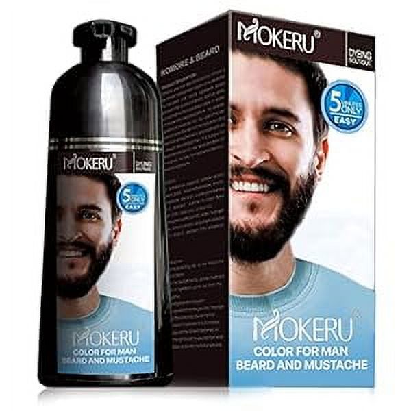 MOKERU Hair Color Shampoo MOKERU Men's Mustache & Beard Black Hair