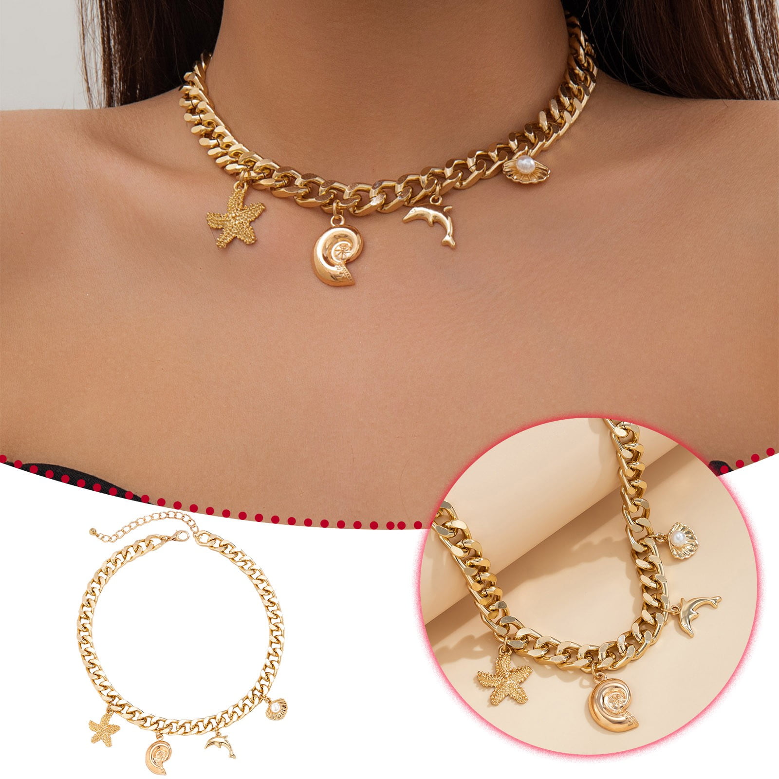 MOKINGTOP 6pcs/Set Patriotic Star Bead Necklace 4th of July Beads