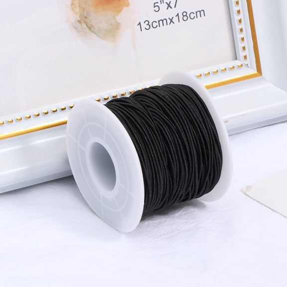 MOKKHNB 1 Roll of Elastic String for Crafts Black Rubber DIY Handmade Jewelry Making Rope