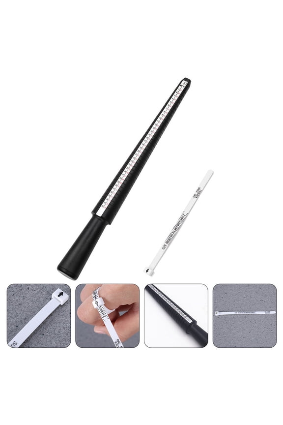 1 Set Finger Stick Sizer Plastic Black Practical Design for Measurement Tools
