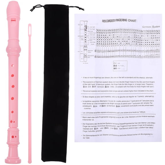 MOKKHNB 1 Set Soprano Recorder Instrument With Pink Flannel For Playing Music
