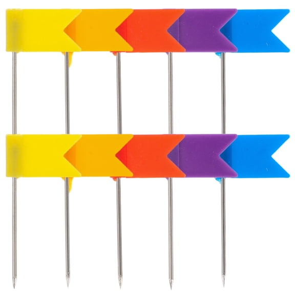 MOKKHNB 100Pcs Assorted Color Flag Push Pins for Map Marking Cork Board Decorative Travel Pins