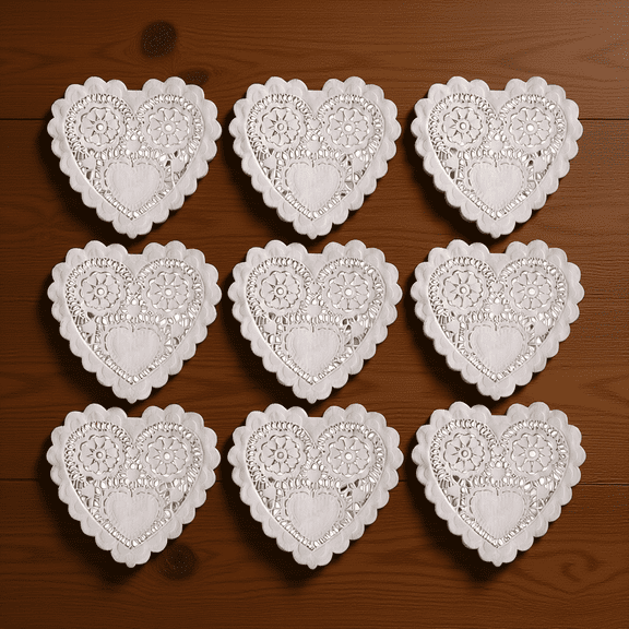MOKKHNB White Heart Paper Mats for Baking and Table Decoration 100Pcs