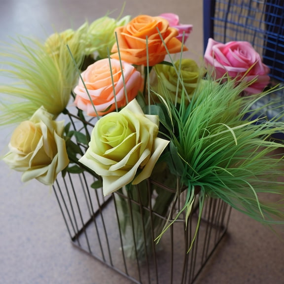 MOKKHNB 100Pcs Handmade Floral Support Green Iron Wire for Wiring and Shaping Artificial Flowers