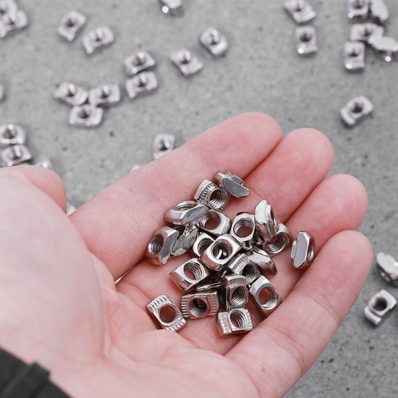 MOKKHNB 100Pcs Plated Silver Aluminum T Nut M5 Thread for European Aluminum Extrusions