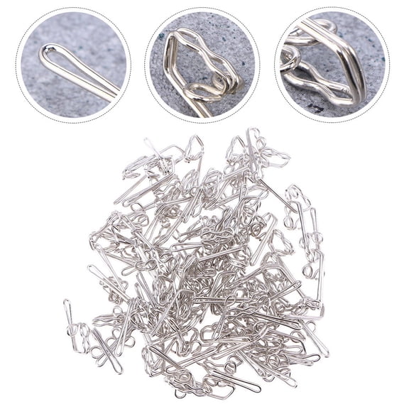 MOKKHNB 100Pcs Plated Silver Metal Curtain Hooks Pin on Drapery Hooks for Home Use Shower and Window Curtains