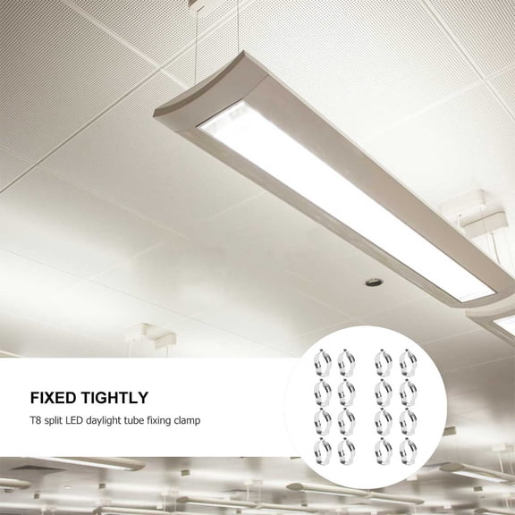 MOKKHNB 100Pcs Sturdy Manganese Steel Light Tube Holder Bracket Silver for LED Fluorescent Lamp Installation
