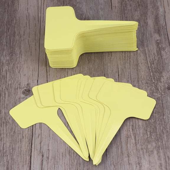 MOKKHNB Yellow PVC Plant Tags, UV Resistant, Writable Both Sides, Garden Markers, 100 Pieces