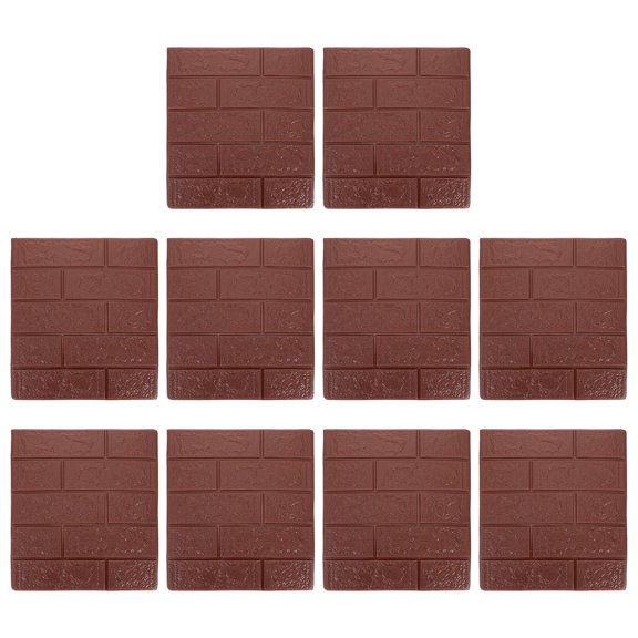 MOKKHNB 10Pcs 3D Art Wall Panels Brown Brick Pattern Sticky Wall Stickers for Room Decor