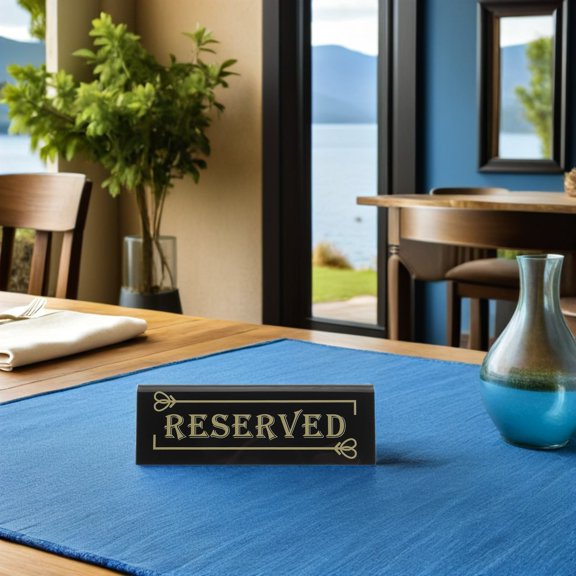 MOKKHNB 10Pcs Acrylic Reserved Table Signs Double Sided Black Wedding Reception Seating Markers