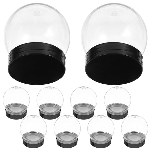 MOKKHNB Black Plastic Water Globes for DIY, Easy Assembly, Large Inner Space, 10Pcs
