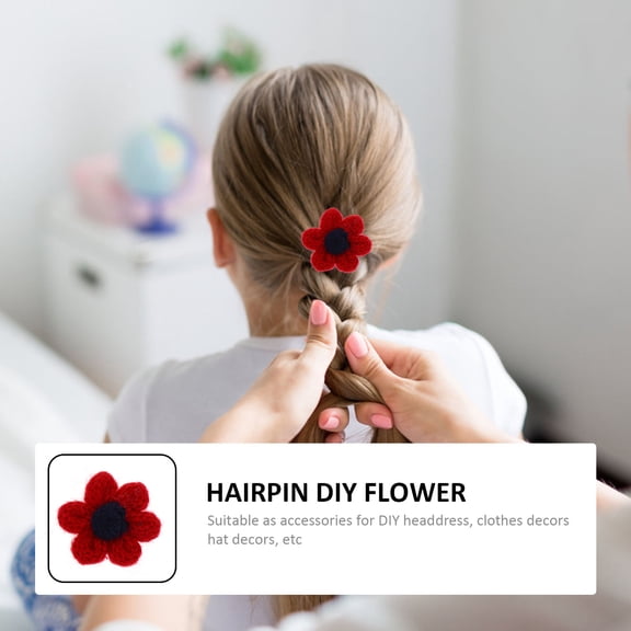 MOKKHNB 10Pcs Red Wool Handmade Flower Patches for DIY Hairpin Headdress Garment Accessories