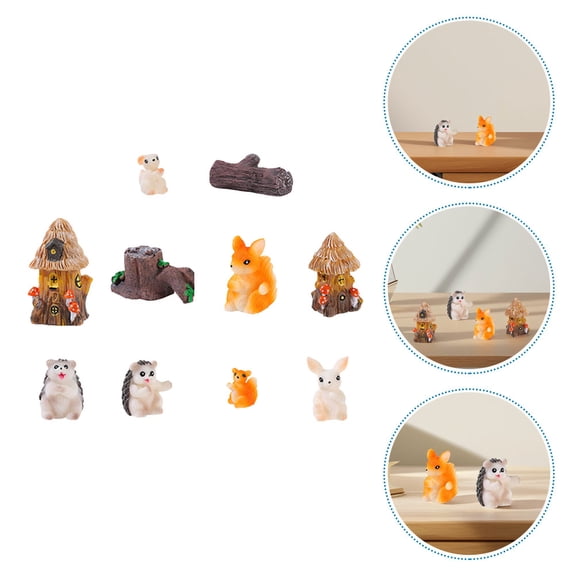 MOKKHNB Mini Garden Figurines Hedgehog Multi 10Pcs