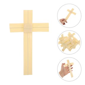 MOKKHNB 10Pcs Handwoven Light Brown Cross Wall Decor with Natural Palm Grass for Rustic Christian Home Accent