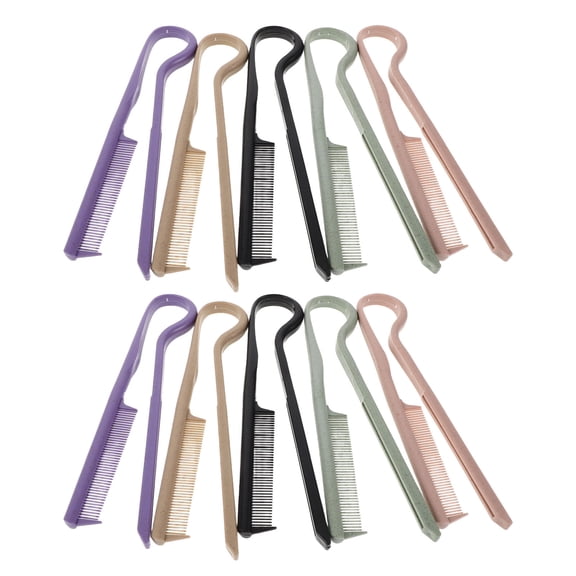 MOKKHNB V Shaped Hair Comb, Flat Straightening, Gentle on Hair, Assorted Colors, Plastic, 10Pcs