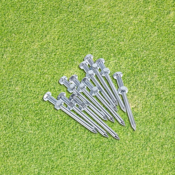 MOKKHNB 10Pcs Metal Lawn Spikes Silver Garden Tools for Soil Aeration and Grass Growth