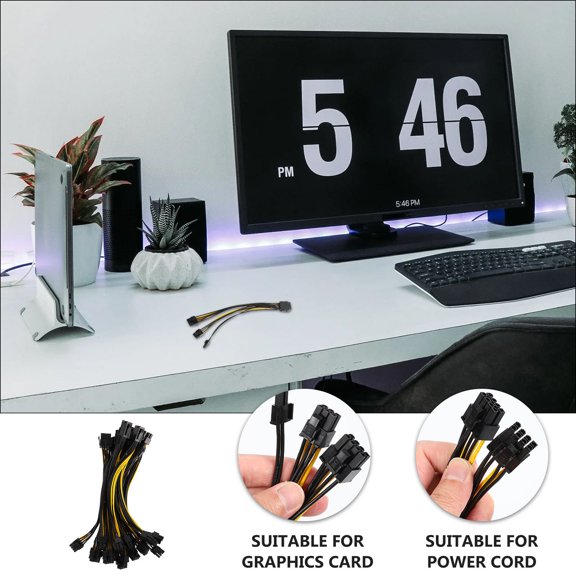 MOKKHNB 10Pcs Mining Machine Power Cord 8 Pin to Dual 6 and 2 Pin Graphics Extension Cable Assorted Color