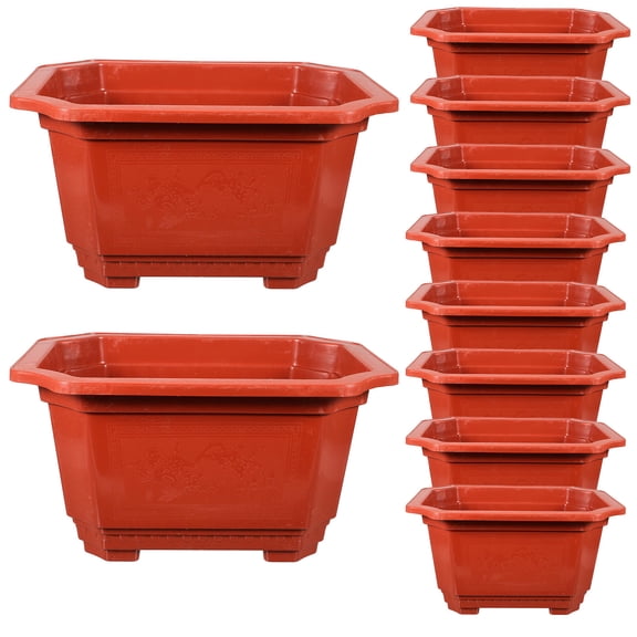 MOKKHNB 10Pcs Practical Dark Red Plastic Bonsai Pots for Succulent and Fern Planting
