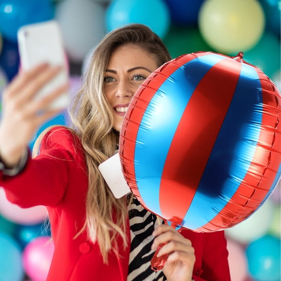 MOKKHNB 10Pcs Red and Blue Balloons Aluminum Film Carnival Theme Party Decorations