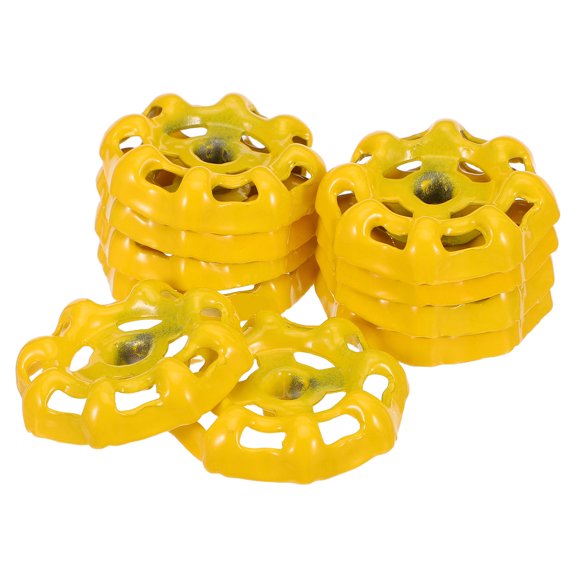 MOKKHNB 10Pcs Replacement Yellow Cast Iron Valve Handles for Outdoor Water Faucet Wheel Control