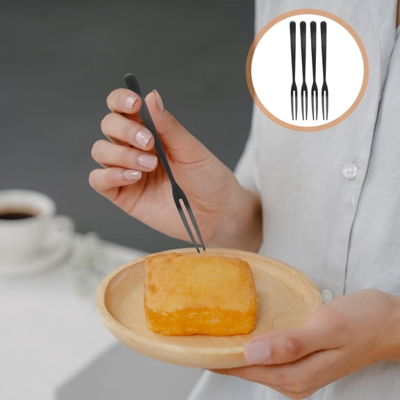 MOKKHNB 10Pcs Stainless Steel Black Fruit Forks Two Prong Design for Stylish Tableware Use